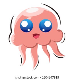 cute squid mascot design vector