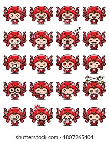 cute squid mascot set design