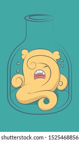 
Cute squid monsters in the bottle