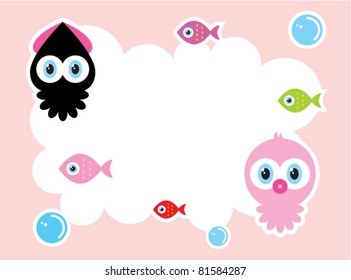 cute squid and octopus