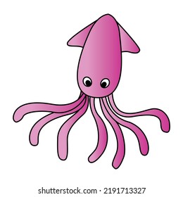 cute of squid on cartoon version,vector illustration