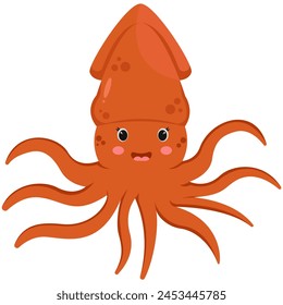Cute Squid Sea Animals Illustration