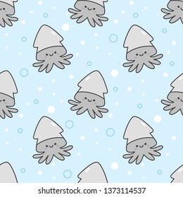 Cute squid Seamless Pattern Background