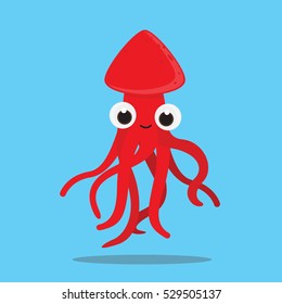 Cute squid smiling isolated vector