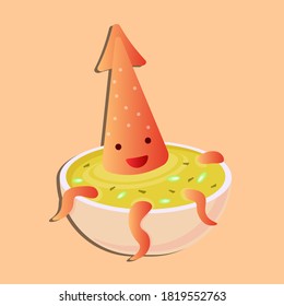 Cute squid soup cartoon design