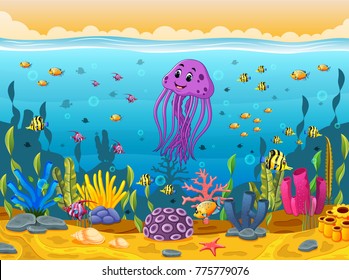 Cute Squid Under The Sea