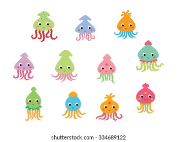 cute squid vector