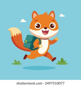 cute squirel goes to school happy face back to school