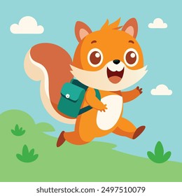 cute squirel goes to school happy face back to school