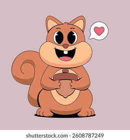 Cute squirrel with acorn cartoon