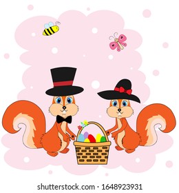 cute squirrel and acorn illustration 