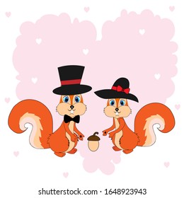 cute squirrel and acorn illustration 
