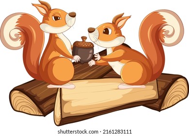 Cute squirrel with the acorn illustration