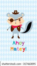 cute squirrel ahoy pirate poster