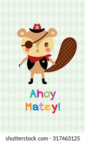 cute squirrel ahoy pirate poster