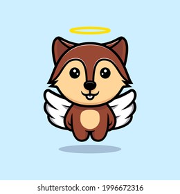 Cute squirrel angel with wings mascot character. Animal icon illustration
