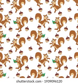 patrón de dibujos animados de animales de ardilla lindo