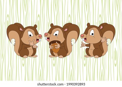 cute squirrel animal cartoon, simple vector illustration