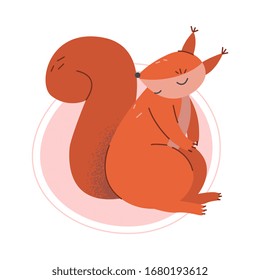 Cute Squirrel Animal Sitting Isolated on White Background Vector Illustration