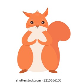 Cute squirrel animal. Sitting tree rodent with bushy tail vector illustration. 3D Illustration