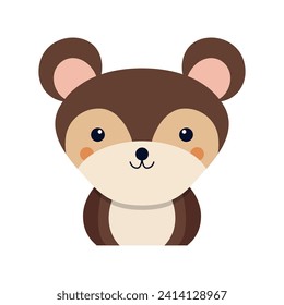 Cute squirrel animal sticker. Cute animal face cartoon vector illustration