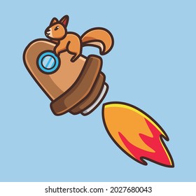 cute squirrel astronaut riding a rocket to the galaxy.Animal cartoon Isolated Flat Style Sticker Web Design Icon illustration Premium Vector Logo mascot character