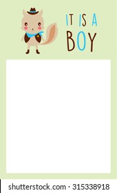 cute squirrel it is a baby boy announcement card