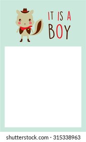 cute squirrel it is a baby boy announcement card