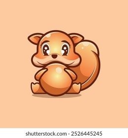 cute squirrel and ball -cute illustration