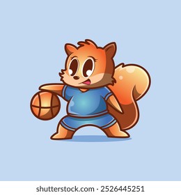 cute squirrel and ball -cute illustration