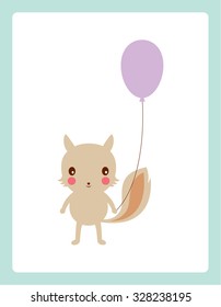 cute squirrel with balloon