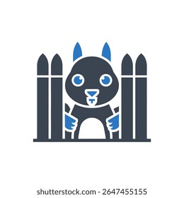 Cute squirrel behind fence icon design icon