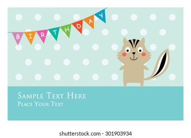 cute squirrel birthday invitation card