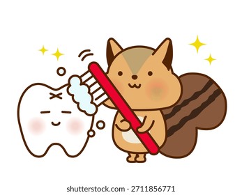 Lindos esquilo escovando dentes ilustração