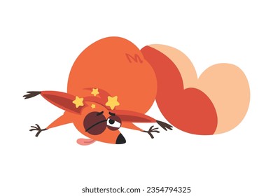 Cute Squirrel with Bushy Tail Bumping Head with Stars Vector Illustration
