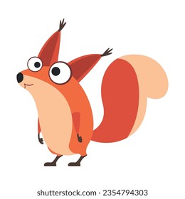 Cute Squirrel with Bushy Tail Standing and Smiling Vector Illustration