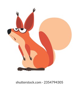 Cute Squirrel with Bushy Tail Standing Looking Up Vector Illustration