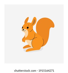 Cute squirrel - cartoon animal character. Vector illustration in flat style isolated on gray background.
