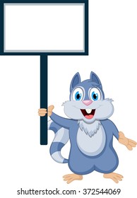 cute squirrel cartoon with blank sign