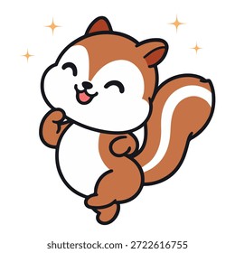 Cute Squirrel Cartoon Character in Flat Vector Illustration