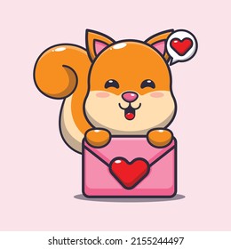 cute squirrel cartoon character with love message