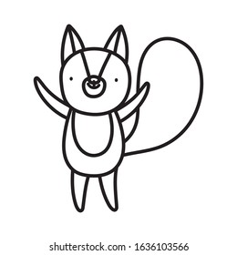cute squirrel cartoon character on white background vector illustration thick line