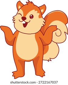 Cute Squirrel Cartoon Character. Vector Illustration.