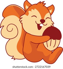 Cute Squirrel Cartoon Character. Vector Illustration.