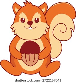 Cute Squirrel Cartoon Character. Vector Illustration.