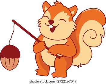Cute Squirrel Cartoon Character. Vector Illustration.