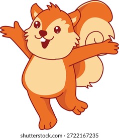 Cute Squirrel Cartoon Character. Vector Illustration.