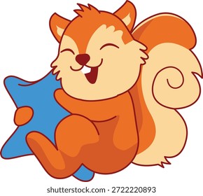 Cute Squirrel Cartoon Character. Vector Illustration.