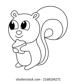 Cute squirrel cartoon coloring page illustration vector. For kids coloring book.