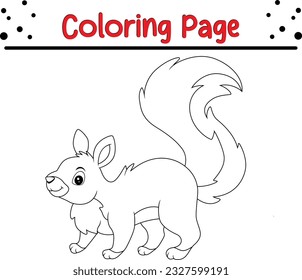 Cute squirrel cartoon coloring page illustration vector. Wild animal coloring pages for kids